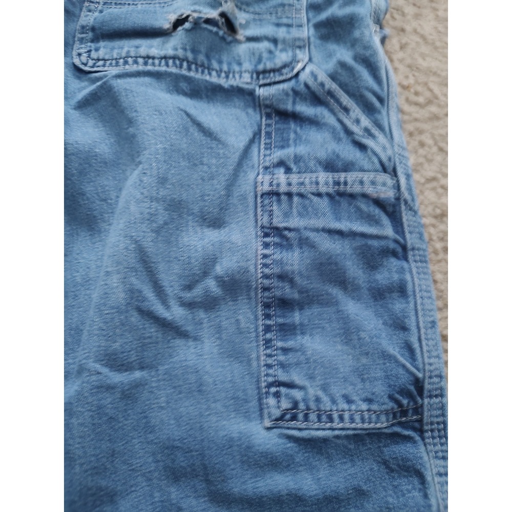 Carhartt Mens Light Wash Distressed Dungaree Fit Carpenter Utility Jeans 34x32